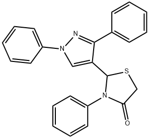 2-(1,3-diphenyl-1H-pyrazol-4-yl)-3-phenyl-1,3-thiazolidin-4-one Struktur