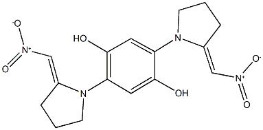 2,5-bis(2-{nitromethylene}-1-pyrrolidinyl)-1,4-benzenediol Struktur