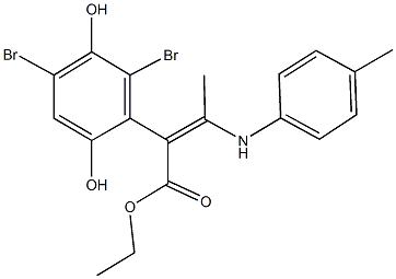 ethyl 2-(2,4-dibromo-3,6-dihydroxyphenyl)-3-(4-toluidino)-2-butenoate Struktur