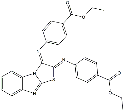 ethyl 4-[(2-{[4-(ethoxycarbonyl)phenyl]imino}[1,3]thiazolo[3,2-a]benzimidazol-3(2H)-ylidene)amino]benzoate Struktur