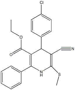 ethyl 4-(4-chlorophenyl)-5-cyano-6-(methylsulfanyl)-2-phenyl-1,4-dihydropyridine-3-carboxylate Struktur