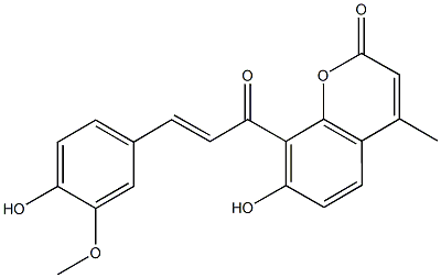 7-hydroxy-8-[3-(4-hydroxy-3-methoxyphenyl)acryloyl]-4-methyl-2H-chromen-2-one Struktur