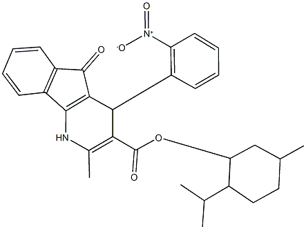 2-isopropyl-5-methylcyclohexyl 4-{2-nitrophenyl}-2-methyl-5-oxo-4,5-dihydro-1H-indeno[1,2-b]pyridine-3-carboxylate Struktur