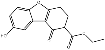 ethyl 8-hydroxy-1-oxo-1,2,3,4-tetrahydrodibenzo[b,d]furan-2-carboxylate Struktur