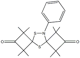 1,1,3,3,7,7,9,9-octamethyl-11-phenyl-5,10-dithia-11-azadispiro[3.1.3.2]undecane-2,8-dione Struktur