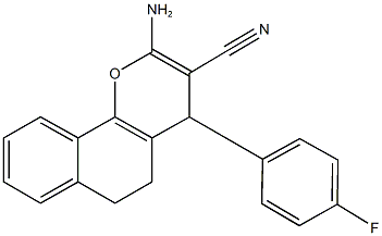 2-amino-4-(4-fluorophenyl)-5,6-dihydro-4H-benzo[h]chromene-3-carbonitrile Struktur