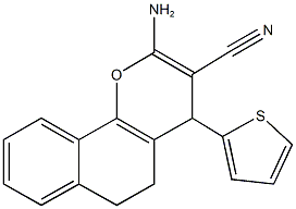 2-amino-4-(2-thienyl)-5,6-dihydro-4H-benzo[h]chromene-3-carbonitrile Struktur