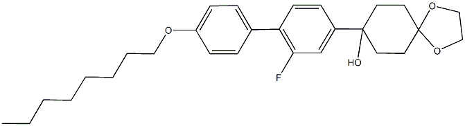 8-[2-fluoro-4'-(octyloxy)[1,1'-biphenyl]-4-yl]-1,4-dioxaspiro[4.5]decan-8-ol Struktur