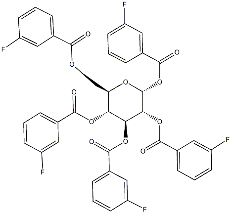 1,2,3,4,6-pentakis-O-(3-fluorobenzoyl)hexopyranose Struktur