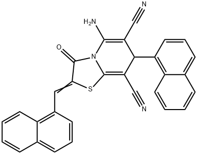 5-amino-7-(1-naphthyl)-2-(1-naphthylmethylene)-3-oxo-2,3-dihydro-7H-[1,3]thiazolo[3,2-a]pyridine-6,8-dicarbonitrile Struktur