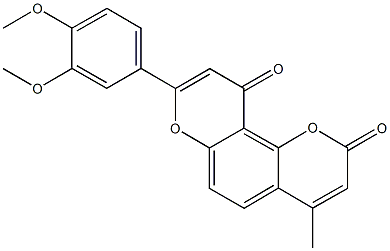 8-(3,4-dimethoxyphenyl)-4-methyl-2H,10H-pyrano[2,3-f]chromene-2,10-dione Struktur