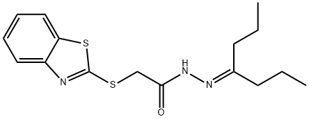 2-(1,3-benzothiazol-2-ylsulfanyl)-N'-(1-propylbutylidene)acetohydrazide Struktur