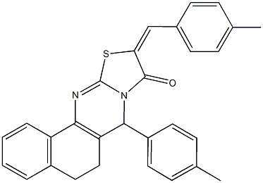 10-(4-methylbenzylidene)-7-(4-methylphenyl)-5,7-dihydro-6H-benzo[h][1,3]thiazolo[2,3-b]quinazolin-9(10H)-one Struktur