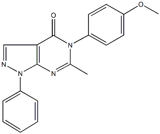 5-(4-methoxyphenyl)-6-methyl-1-phenyl-1,5-dihydro-4H-pyrazolo[3,4-d]pyrimidin-4-one Struktur