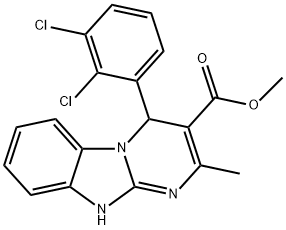 methyl 4-(2,3-dichlorophenyl)-2-methyl-1,4-dihydropyrimido[1,2-a]benzimidazole-3-carboxylate Struktur