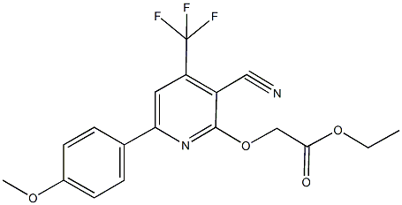 ethyl {[3-cyano-6-(4-methoxyphenyl)-4-(trifluoromethyl)-2-pyridinyl]oxy}acetate Struktur