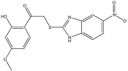 1-(2-hydroxy-4-methoxyphenyl)-2-({5-nitro-1H-benzimidazol-2-yl}sulfanyl)ethanone Struktur