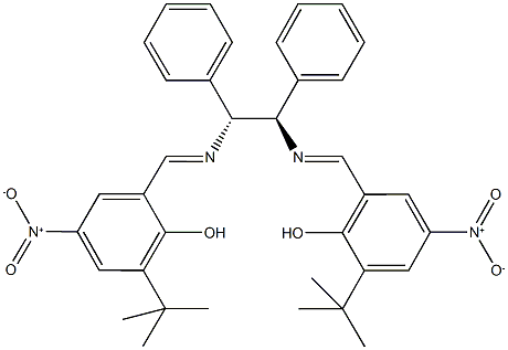 2-tert-butyl-6-({[2-({3-tert-butyl-2-hydroxy-5-nitrobenzylidene}amino)-1,2-diphenylethyl]imino}methyl)-4-nitrophenol Struktur