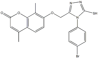 7-{[4-(4-bromophenyl)-5-sulfanyl-4H-1,2,4-triazol-3-yl]methoxy}-4,8-dimethyl-2H-chromen-2-one Struktur