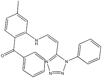 (4-methyl-2-{[2-(1-phenyl-1H-tetraazol-5-yl)vinyl]amino}phenyl)(phenyl)methanone Struktur