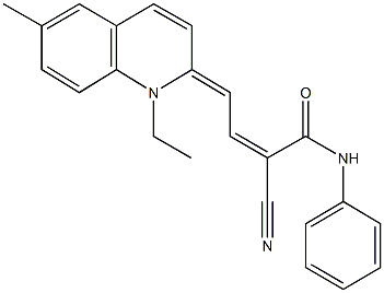 2-cyano-4-(1-ethyl-6-methyl-2(1H)-quinolinylidene)-N-phenyl-2-butenamide Struktur