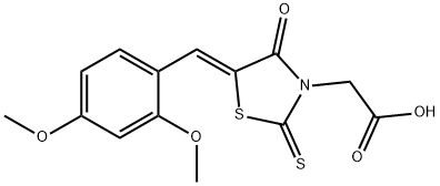 [5-(2,4-dimethoxybenzylidene)-4-oxo-2-thioxo-1,3-thiazolidin-3-yl]acetic acid Struktur