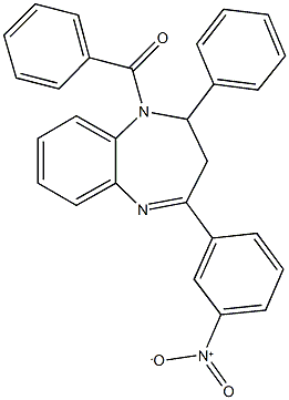 1-benzoyl-4-{3-nitrophenyl}-2-phenyl-2,3-dihydro-1H-1,5-benzodiazepine Struktur