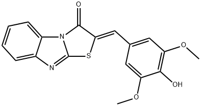 2-(4-hydroxy-3,5-dimethoxybenzylidene)[1,3]thiazolo[3,2-a]benzimidazol-3(2H)-one Struktur