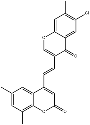 4-[2-(6-chloro-7-methyl-4-oxo-4H-chromen-3-yl)vinyl]-6,8-dimethyl-2H-chromen-2-one Struktur