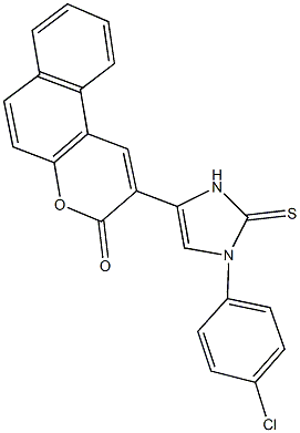 2-[1-(4-chlorophenyl)-2-sulfanyl-1H-imidazol-4-yl]-3H-benzo[f]chromen-3-one Struktur