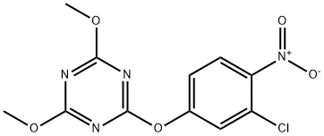 2-{3-chloro-4-nitrophenoxy}-4,6-dimethoxy-1,3,5-triazine Struktur