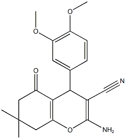 2-amino-4-(3,4-dimethoxyphenyl)-7,7-dimethyl-5-oxo-5,6,7,8-tetrahydro-4H-chromene-3-carbonitrile Struktur