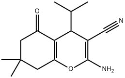 2-amino-4-isopropyl-7,7-dimethyl-5-oxo-5,6,7,8-tetrahydro-4H-chromene-3-carbonitrile Struktur