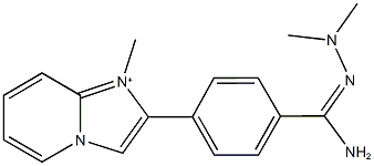 2-{4-[amino(dimethyl)carbohydrazonoyl]phenyl}-1-methylimidazo[1,2-a]pyridin-1-ium Struktur