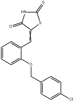 5-{2-[(4-chlorobenzyl)oxy]benzylidene}-2-thioxo-1,3-thiazolidin-4-one Struktur