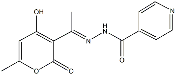 N'-[1-(4-hydroxy-6-methyl-2-oxo-2H-pyran-3-yl)ethylidene]isonicotinohydrazide Struktur