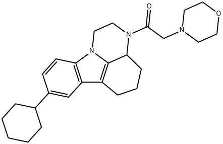 8-cyclohexyl-3-(4-morpholinylacetyl)-2,3,3a,4,5,6-hexahydro-1H-pyrazino[3,2,1-jk]carbazole Struktur