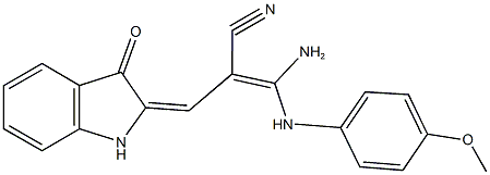 3-amino-3-(4-methoxyanilino)-2-[(3-oxo-1,3-dihydro-2H-indol-2-ylidene)methyl]acrylonitrile Struktur