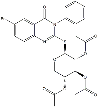 6-bromo-4-oxo-3-phenyl-3,4-dihydro-2-quinazolinyl 2,3,4-tri-O-acetyl-1-thiopentopyranoside Struktur