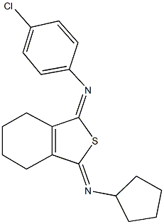 N-(4-chlorophenyl)-N-(3-(cyclopentylimino)-4,5,6,7-tetrahydro-2-benzothien-1(3H)-ylidene)amine Struktur