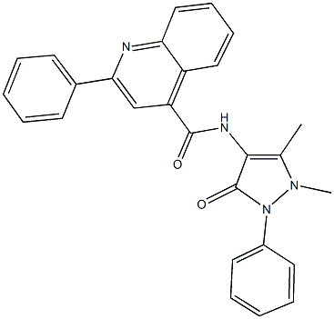 N-(1,5-dimethyl-3-oxo-2-phenyl-2,3-dihydro-1H-pyrazol-4-yl)-2-phenyl-4-quinolinecarboxamide Struktur