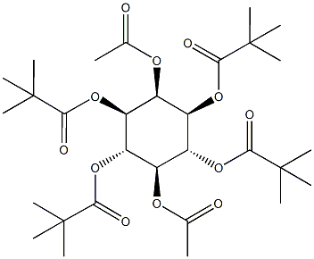 2,5-bis(acetyloxy)-3,4,6-tris[(2,2-dimethylpropanoyl)oxy]cyclohexyl pivalate Struktur