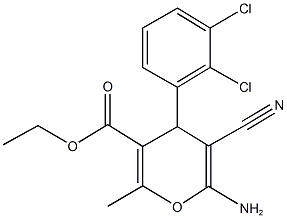 ethyl 6-amino-5-cyano-4-(2,3-dichlorophenyl)-2-methyl-4H-pyran-3-carboxylate Struktur