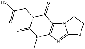 (1-methyl-2,4-dioxo-1,4,6,7-tetrahydro[1,3]thiazolo[2,3-f]purin-3(2H)-yl)acetic acid Struktur