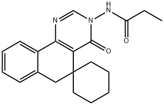 N-(4-oxo-5,6-dihydrospiro[benzo[h]quinazoline-5,1'-cyclohexane]-3(4H)-yl)propanamide Struktur