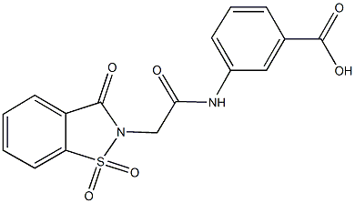 3-{[(1,1-dioxido-3-oxo-1,2-benzisothiazol-2(3H)-yl)acetyl]amino}benzoic acid Struktur