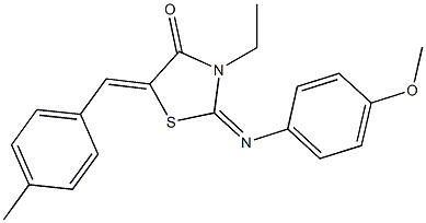 3-ethyl-2-[(4-methoxyphenyl)imino]-5-(4-methylbenzylidene)-1,3-thiazolidin-4-one Struktur