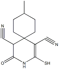 9-methyl-4-oxo-2-sulfanyl-3-azaspiro[5.5]undec-1-ene-1,5-dicarbonitrile Struktur