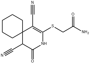 2-[(1,5-dicyano-4-oxo-3-azaspiro[5.5]undec-1-en-2-yl)sulfanyl]acetamide Struktur