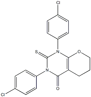 1,3-bis(4-chlorophenyl)-2-thioxo-1,2,3,5,6,7-hexahydro-4H-pyrano[2,3-d]pyrimidin-4-one Struktur